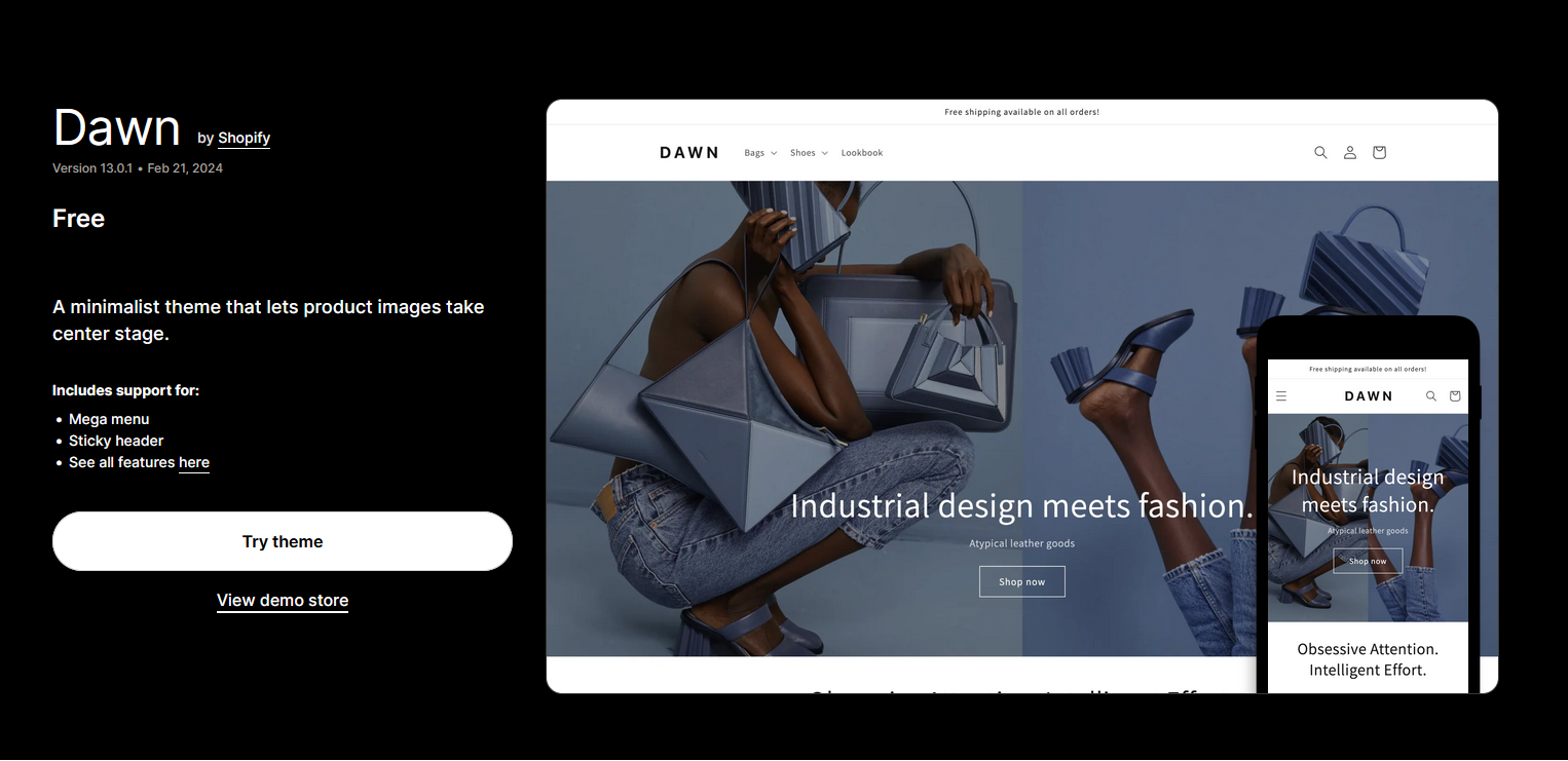 Dawn theme in Shopify