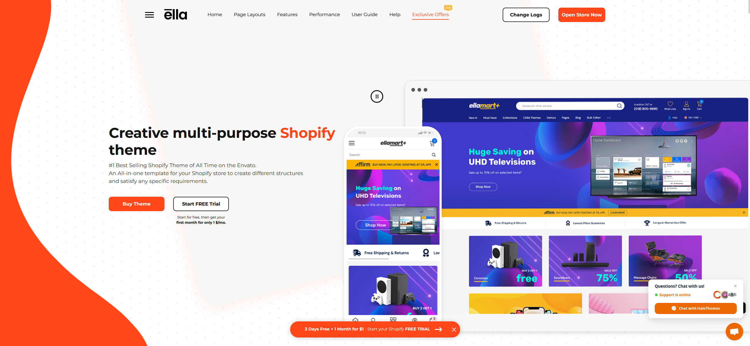 Ella theme in Shopify