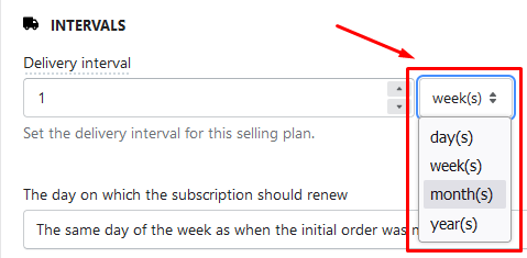 Setting up different intervals for selling plan