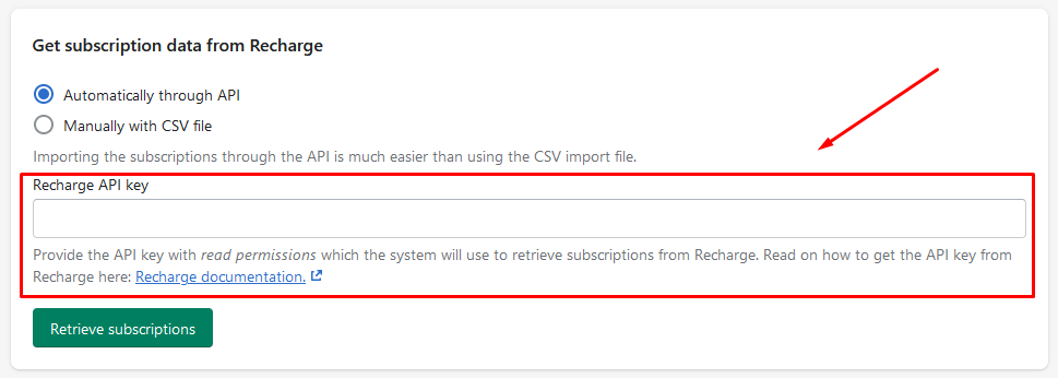 Inputting API key