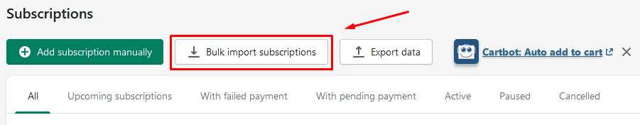 Bulk importing subscriptions