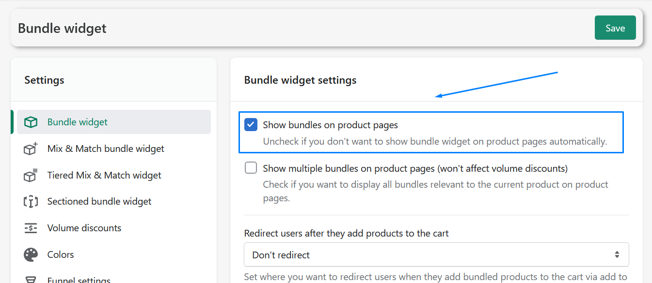 Option to show bundles on product pages