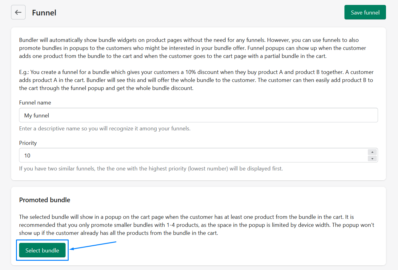 Creating funnels in Bundler