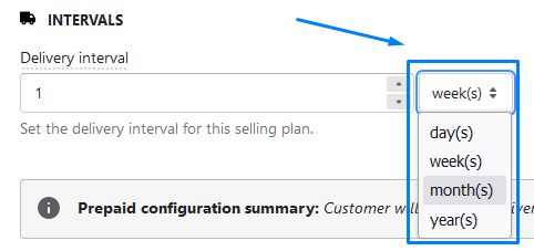 Setting up delivery intervals