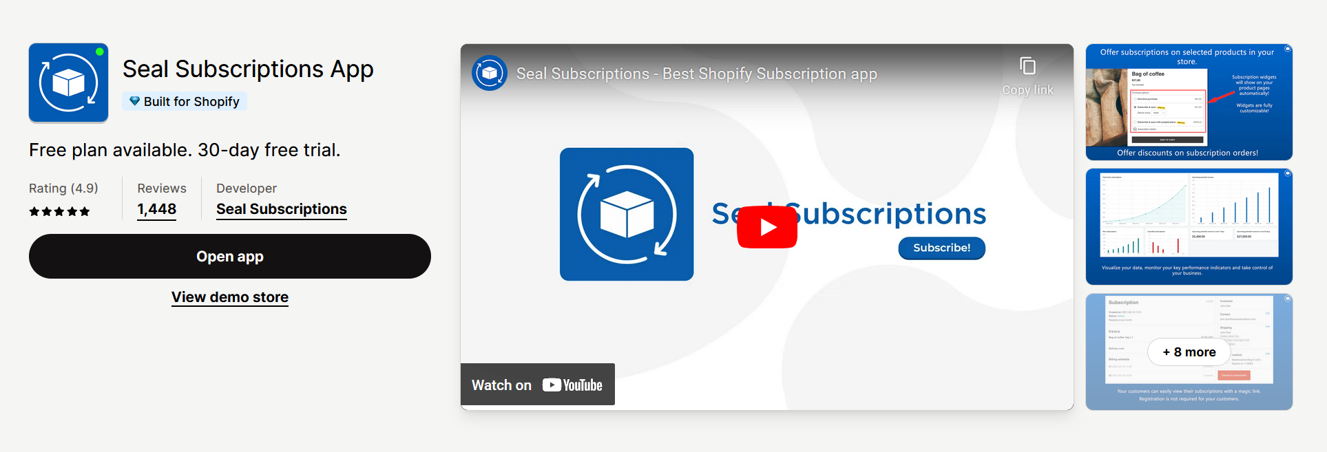 Seal Subscriptions in Shopify app store