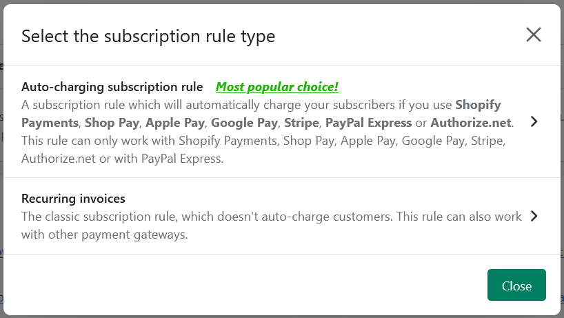 Types of subscription rules in Seal