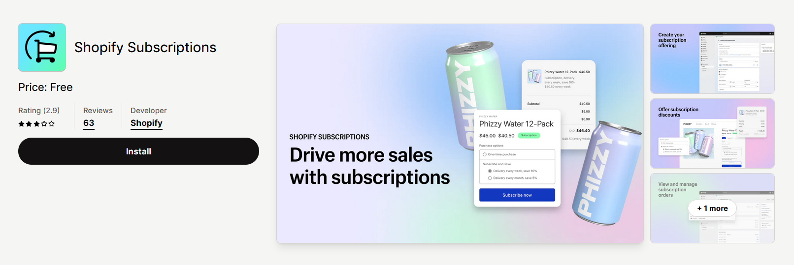 Shopify subscriptions in Shopify app store