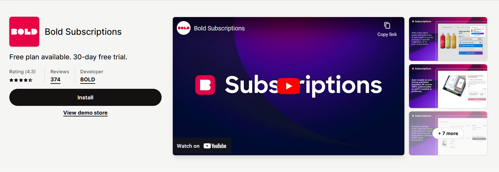 Bold subscriptions in Shopify apps store