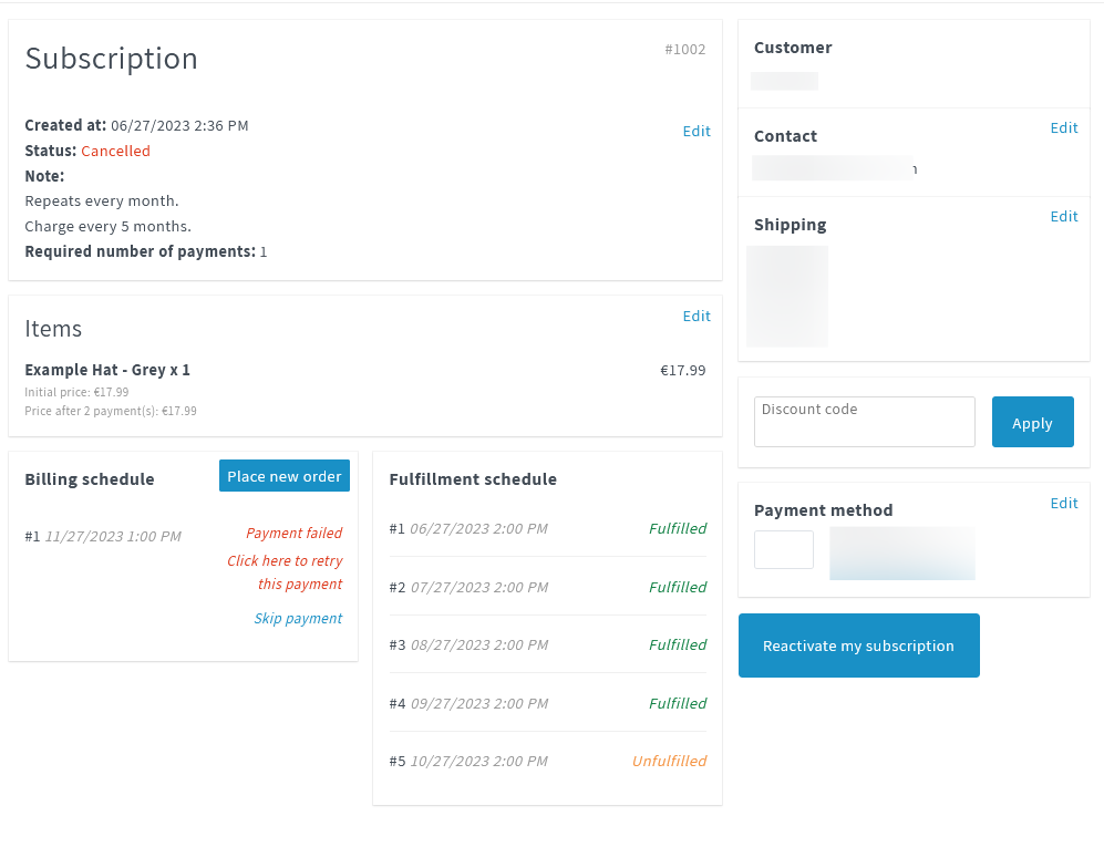 Customer portal in Seal Subscriptions