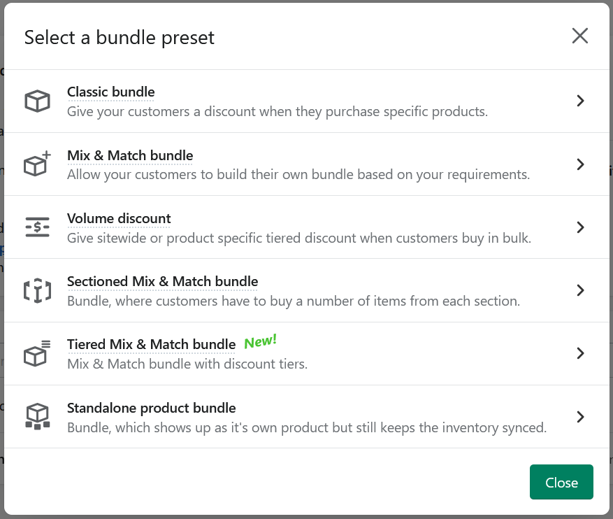 Different types of bundle in Bundler - Product Bundles
